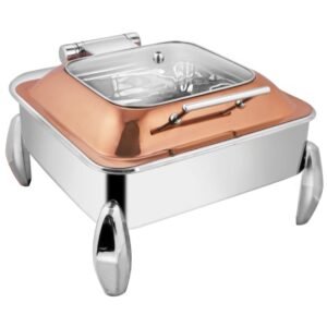 Square Dish Hydraulic Half Glass Rose Gold Lid - Diamond Leg
