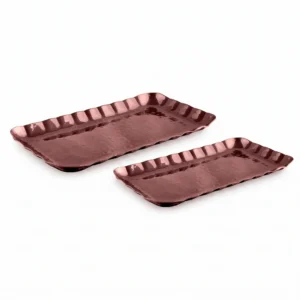 Octagonal Rectangular Platter – Rose Gold PVD Hammer
