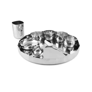 Octagonal Thali Set (9 Pcs Set) – Stainless Steel Hammer