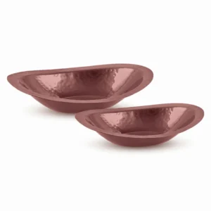 Oval Bread Basket – Rose Gold PVD Hammer