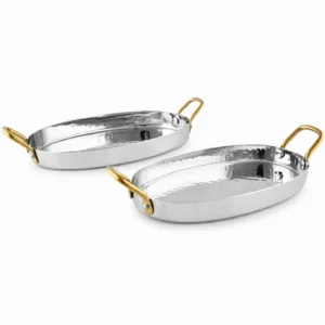 Oval Flat Pan - Golden Handle – Stainless Steel Hammer