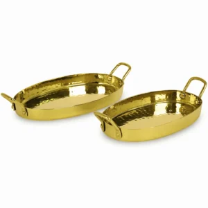 Oval Flat Pan – Gold PVD Hammer