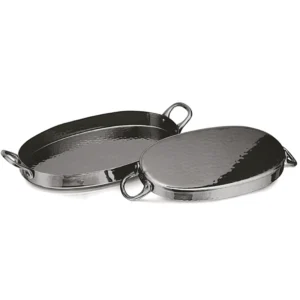 Oval Flat Pan – Gun Metal PVD Hammer