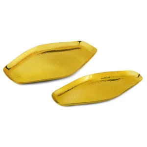 Oval Platter Abstract – Gold PVD Hammer