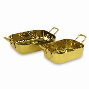 Rectangular Pan – Gold PVD Hammer
