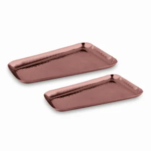 Rectangular Platter Abstract – Rose Gold PVD Hammer