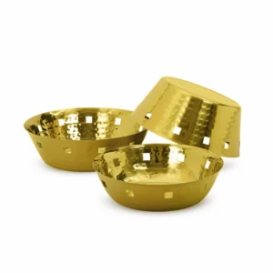 Round Bread Basket - Square Hole – Gold PVD Hammer