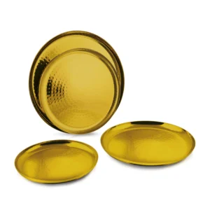 Round Platter – Gold PVD Hammer