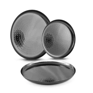 Round Platter – Gun Metal PVD Hammer