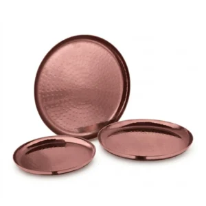 Round Platter – Rose Gold PVD Hammer