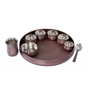 Sovereign Thali Set (9 Pcs Set) – Antique Copper Hammer