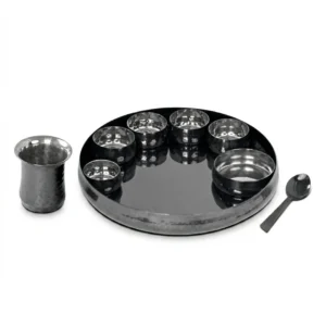 Sovereign Thali Set (9 Pcs Set) – Gun Metal PVD Hammer
