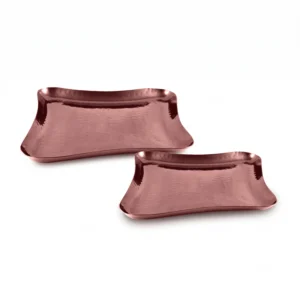 Square Platter Abstract – Rose Gold PVD Hammer